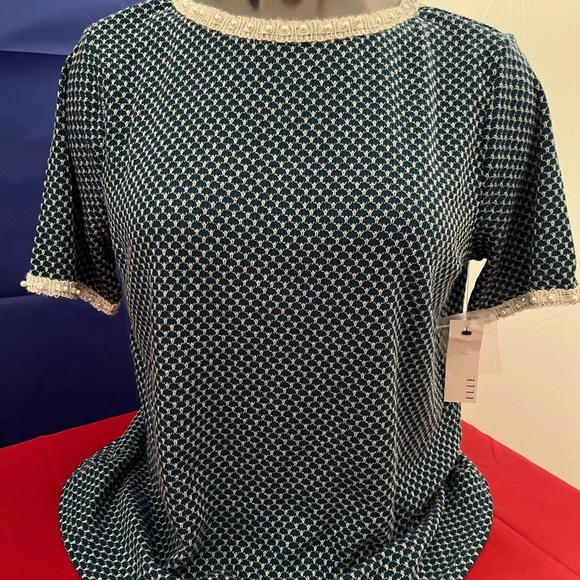 Elle Green & Silver Textured Blouse‎ NEW - Picture 8 of 15